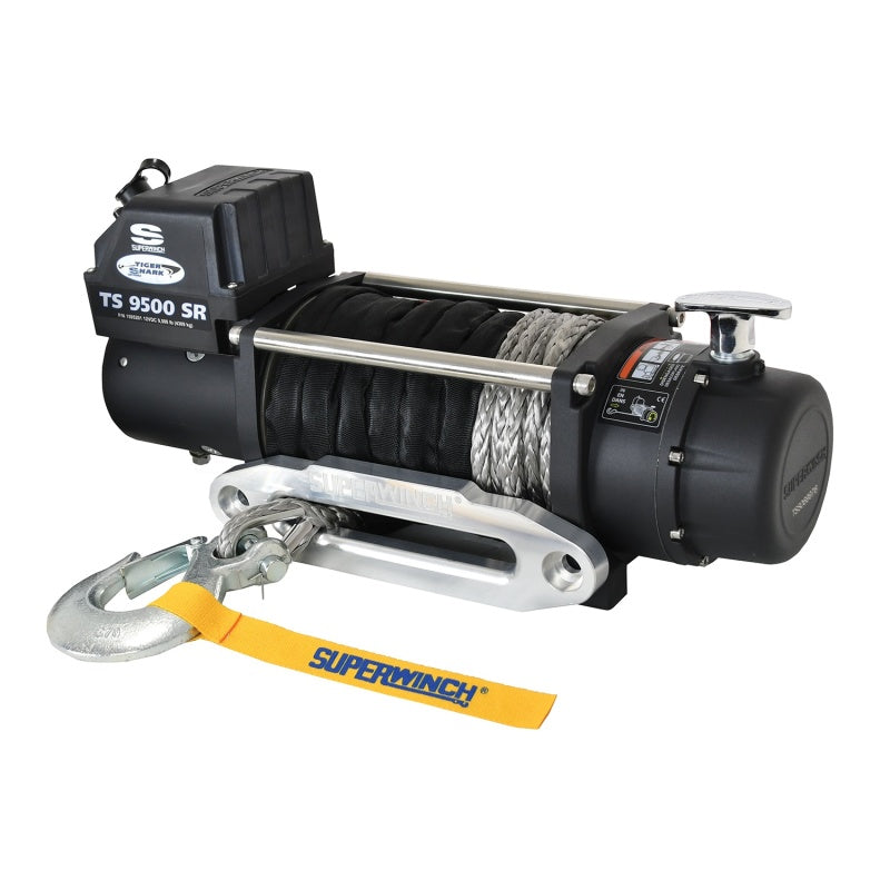 Superwinch 9500 LBS 12V DC 3/8in x 80ft Synthetic Rope Tiger Shark 9500 Winch - Racecraft Industries