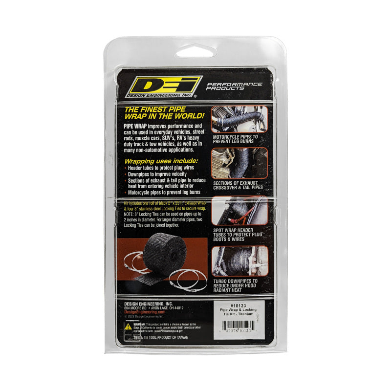 DEI Exhaust Wrap Kit - Pipe Wrap and Locking Tie - Titanium - Racecraft Industries
