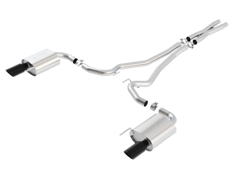 Borla S-Type Cat-Back 15-17 Ford Mustang GT 5.0L V8 MT/AT 2.5in pipe 4in tip (Black Chrome) - Racecraft Industries