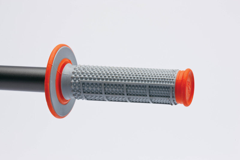 Renthal MX Dual Compound Grips Tapered 1/2 Waffle - Grey/ Orange - Racecraft Industries