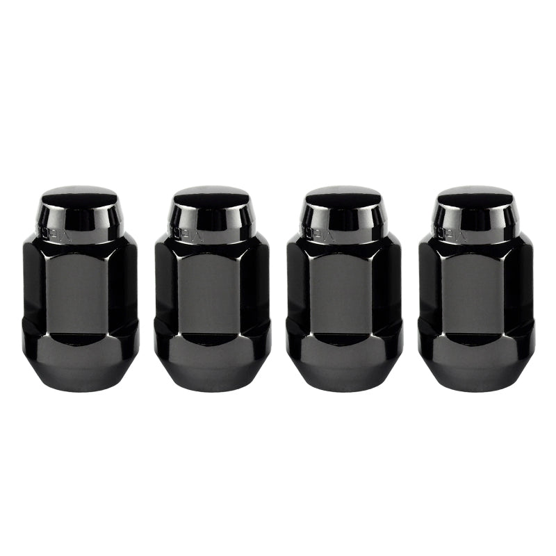 McGard Hex Lug Nut (Cone Seat Bulge Style) M14X1.5 / 22mm Hex / 1.635in. Length (4-Pack) - Black - Racecraft Industries