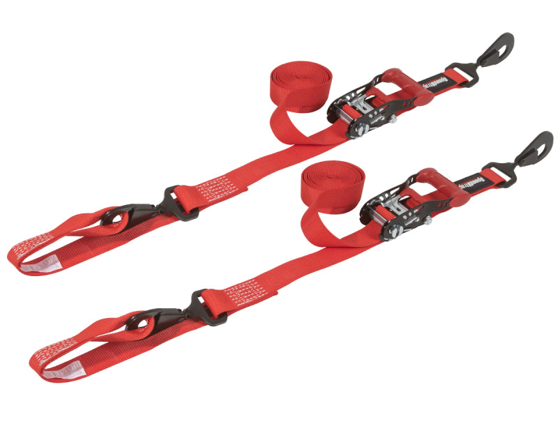 SpeedStrap 1 1/2In x 10Ft Ratchet Tie-Down w/ Soft-Tie (2 Pack) - Red - Racecraft Industries
