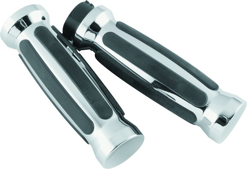 Bikers Choice 81-17 XL & Big Twin Dual Cable Chrome & Black Sensation Grips Pr - Racecraft Industries