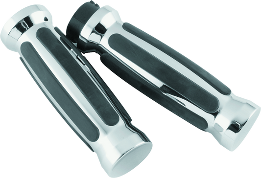 Bikers Choice 81-17 XL & Big Twin Dual Cable Chrome & Black Sensation Grips Pr - Racecraft Industries