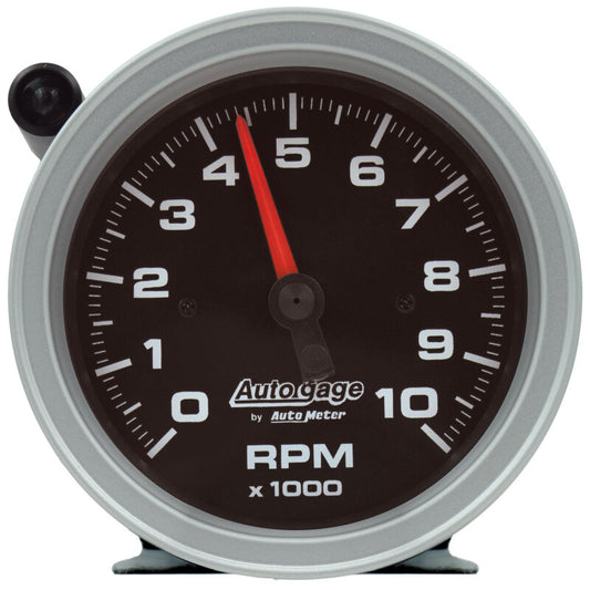 AutoMeter Tachometer Gauge 10K RPM 3 3/4in Pedestal w/Ext. Shift-Light - Black Dial/Black Case - Racecraft Industries