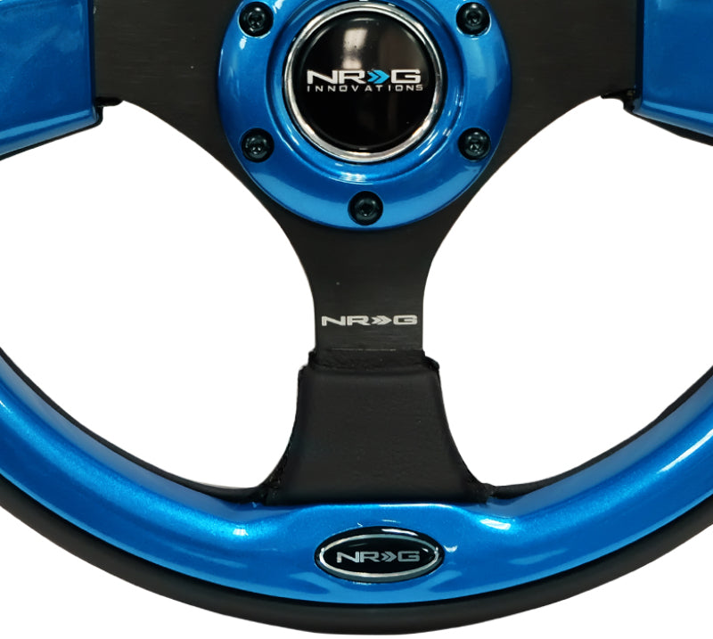 NRG Reinforced Steering Wheel (320mm) Blk w/Blue Trim - Racecraft Industries