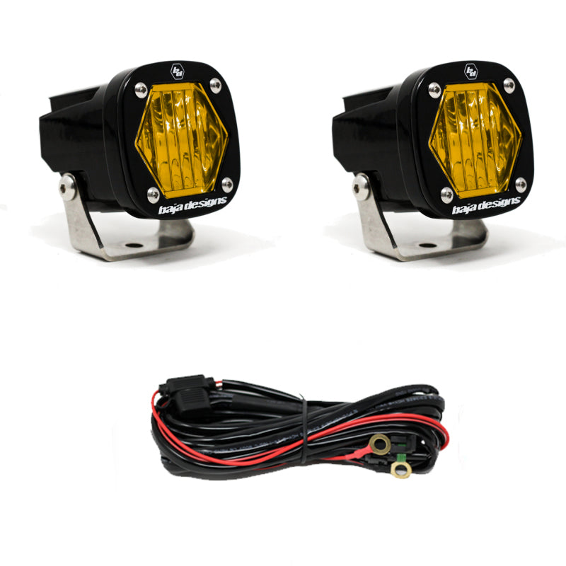 Baja Designs S1 Amber Wide Cornering LED Light w/ Mounting Bracket Pair - Racecraft Industries