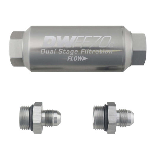 DeatschWerks 6AN 10 Micron 70mm Compact In-Line Fuel Filter Kit - Racecraft Industries