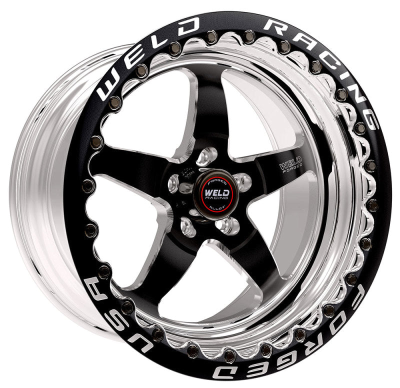 Weld S71 17x10 / 5x120mm BP / 7.2in. BS Black Wheel (High Pad) - Black Single Beadlock MT - Racecraft Industries