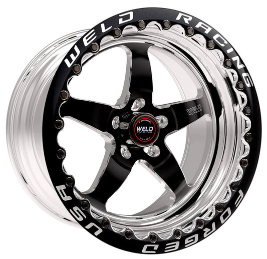 Weld S71 17x10 / 5x120mm BP / 7.2in. BS Black Wheel (High Pad) - Black Single Beadlock MT - Racecraft Industries