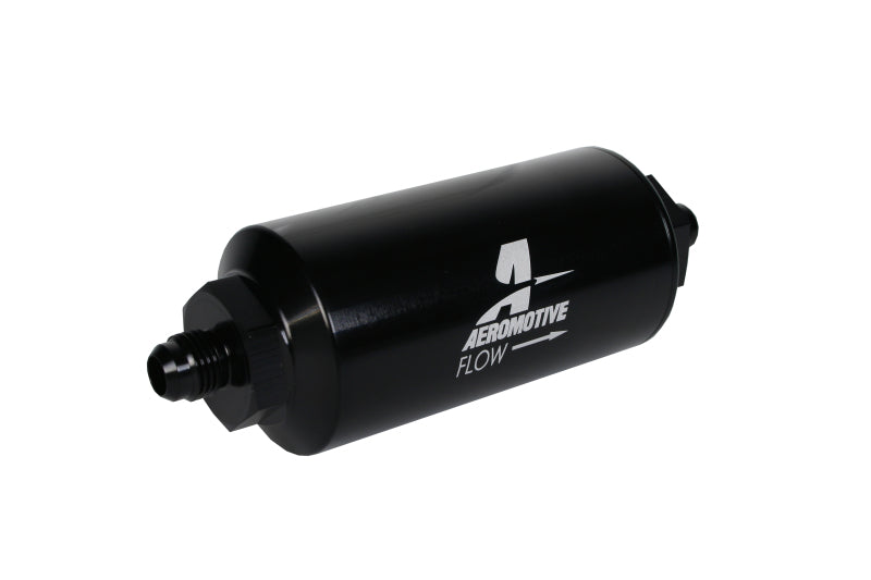 Aeromotive In-Line Filter - (AN-6 Male) 10 Micron Fabric Element Bright Dip Black Finish - Racecraft Industries