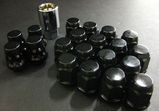 Project Kics 16 LUGS + 4 LOCKS Black Bullock And Nut Set - 12X1.50 - Racecraft Industries