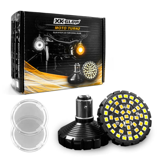 XK Glow Motorcycle Front LED Turn Signal Kit - Bullet Style Clear Lenses - Racecraft Industries