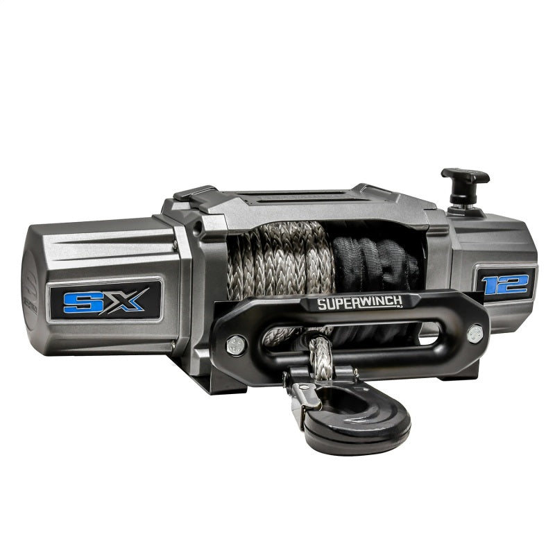 Superwinch 12000 LBS 12V DC 3/8in x 80ft Synthetic Rope SX 12000SR Winch - Graphite - Racecraft Industries