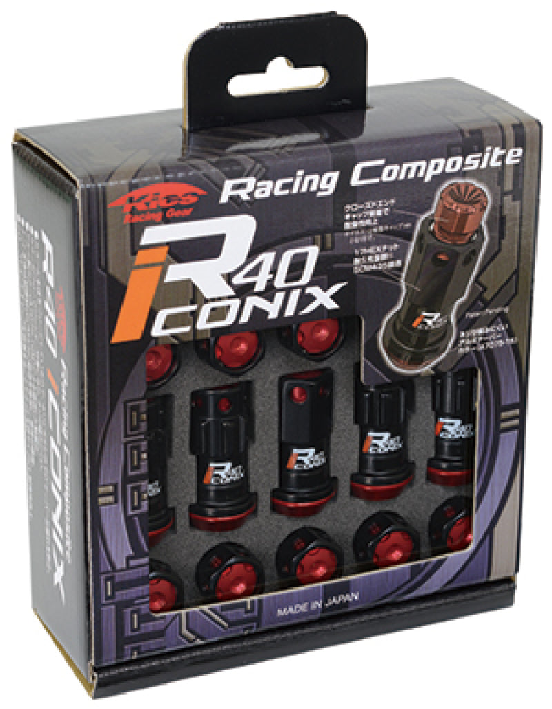 Project Kics 12X1.25 Black R40 Iconix Lug Nuts - 16+4 (Red Cap) - Racecraft Industries