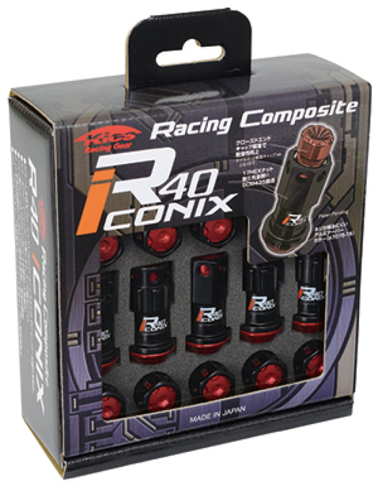 Project Kics 16+4 Locks Black R40 Iconix w/ Plastic Cap (Red) - 14x1.50 - Racecraft Industries