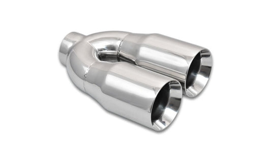 Vibrant 2.5in ID Dual 3.5in OD Round SS Tips (Double Wall, Straight Cut) - Racecraft Industries