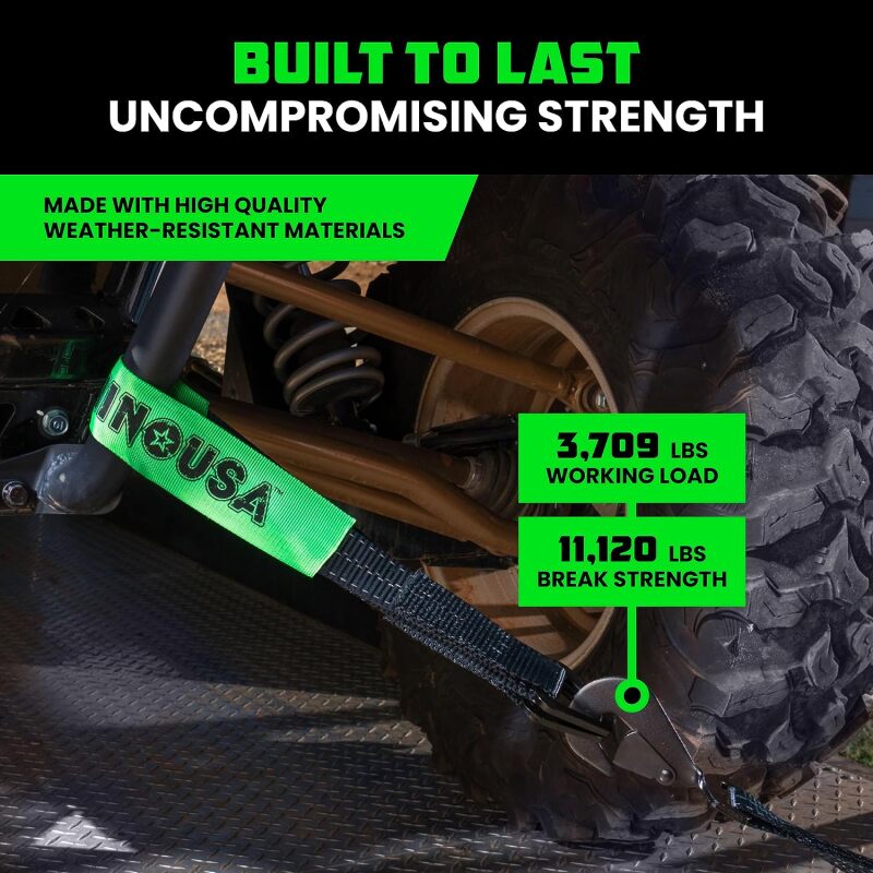 Rhino USA Heavy Duty Vehicle Tie Down Kit (Snap Hook) - Racecraft Industries