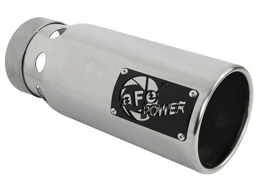 aFe SATURN 4S 4in SS Intercooled Exhaust Tip - Polished 4in In x 5in Out x 12in L Bolt-On - Racecraft Industries