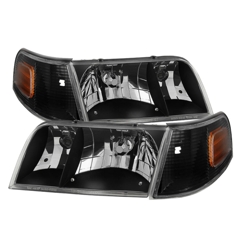 Xtune Crown Victoria 98-11 Crystal Headlights w/ Corner Lights Set Black HD-JH-CRVI98-SET-BK - Racecraft Industries