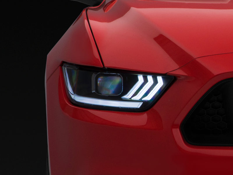 Raxiom 15-17 Ford Mustang Projector Headlights OEM HID Bulbs- Black Housing (Clear Lens) - Racecraft Industries