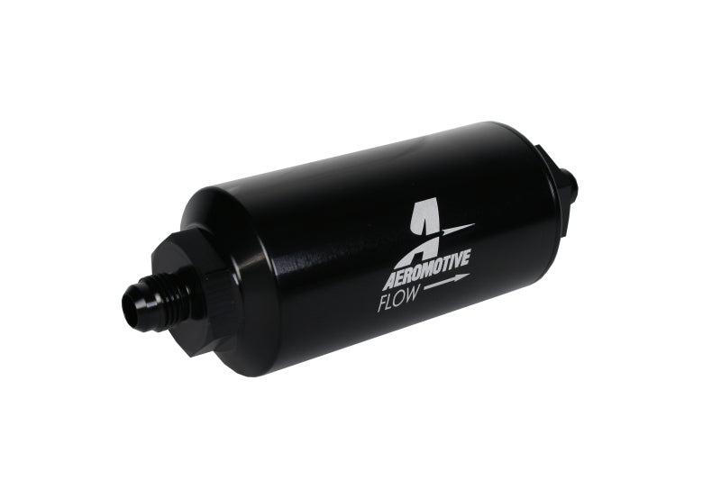 Aeromotive In-Line Filter - (AN-6 Male) 10 Micron Fabric Element Bright Dip Black Finish - Racecraft Industries