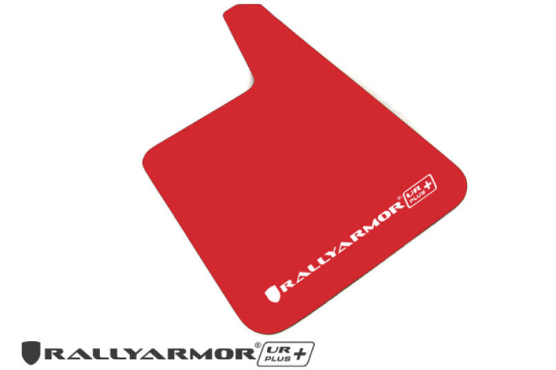 Rally Armor Universal Fit (No Hardware) UR Plus Red UR Mud Flap w/ White Logo - Racecraft Industries