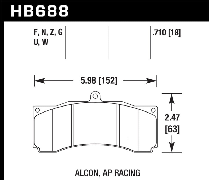 Hawk AP Racing/Alcon Performance Ceramic Racing Front Brake Pads w/0.710in Thickness - Racecraft Industries