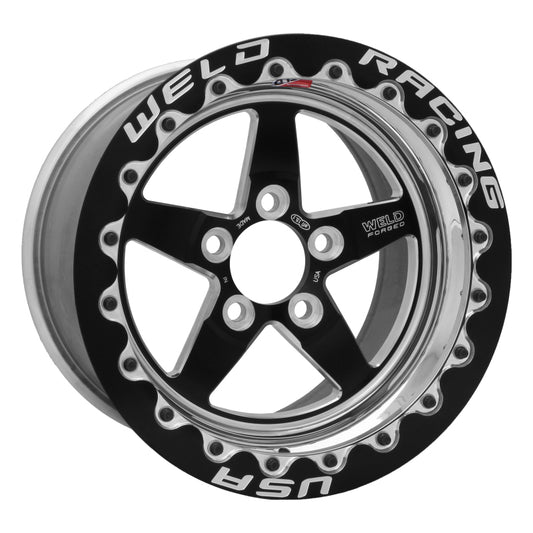 Weld S71 15x10.33 / 5x4.5 BP / 7.5in. BS Black Wheel (Medium Pad) - Black Single Beadlock MT - Racecraft Industries