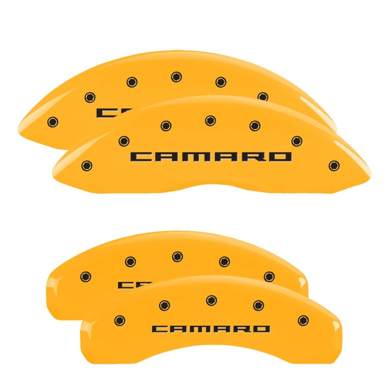 MGP 4 Caliper Covers Engraved Front & Rear Gen 5/Camaro Yellow finish black ch - Racecraft Industries