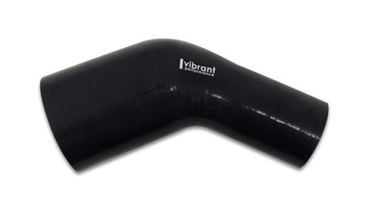 Vibrant 2.25in ID x 2.50in ID Gloss Black Silicone 45 Degree Transition Elbow - Racecraft Industries