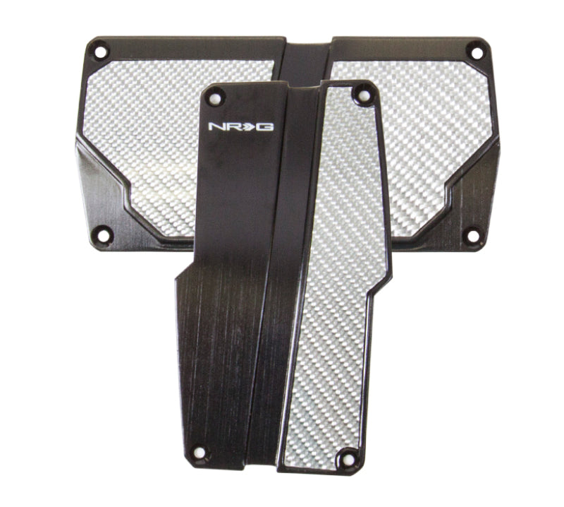NRG Brushed Aluminum Sport Pedal A/T - Black w/Silver Carbon - Racecraft Industries