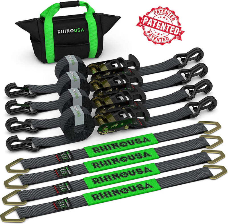 Rhino USA Heavy Duty Vehicle Tie Down Kit - Black - Racecraft Industries