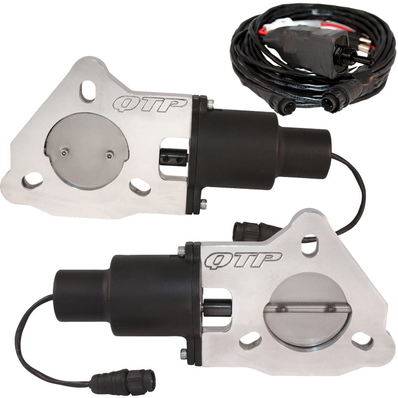 QTP 2.5in Bolt-On QTEC Dual Electric Cutout Valves - Pair - Racecraft Industries