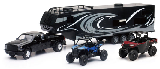 New Ray Toys Pickup Toy Hauler w/Polaris Vehicles (Blue RZR and Red Ranger) - Racecraft Industries