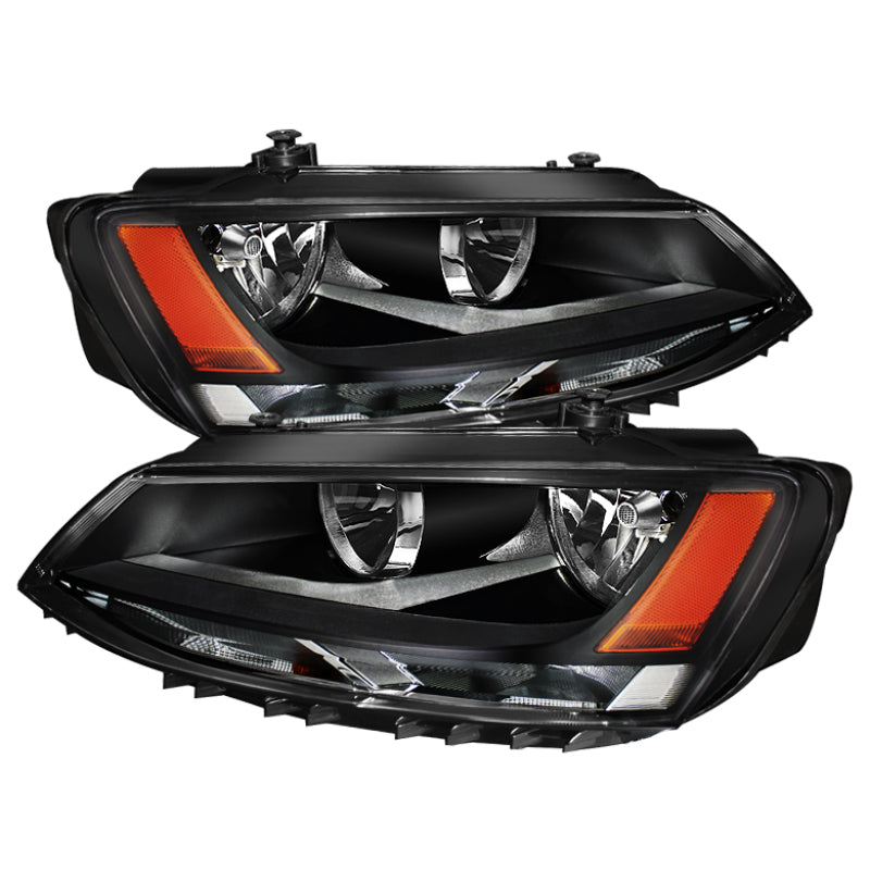 Xtune Volkswagen Jetta 11-14 Amber Crystal Headlights Black HD-JH-VJ11-AM-BK - Racecraft Industries
