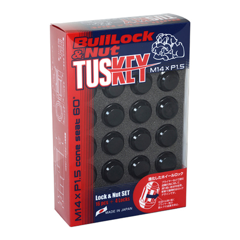Project Kics 16 LUGS + 4 LOCKS Tuskey Black Bullock And Nut Set - 14X1.50 - Racecraft Industries