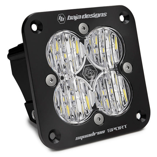 Baja Designs Squadron Sport Black Wide Cornering Pattern Flush Mount LED Light Pod - Clear - Racecraft Industries