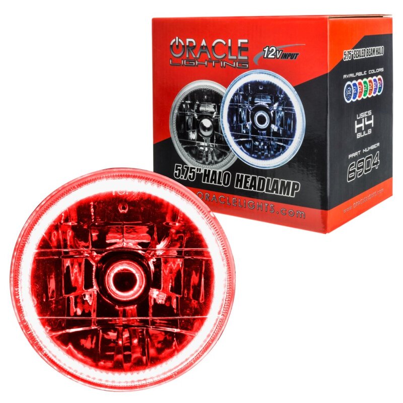 Oracle Pre-Installed Lights 5.75 IN. Sealed Beam - Red Halo SEE WARRANTY - Racecraft Industries