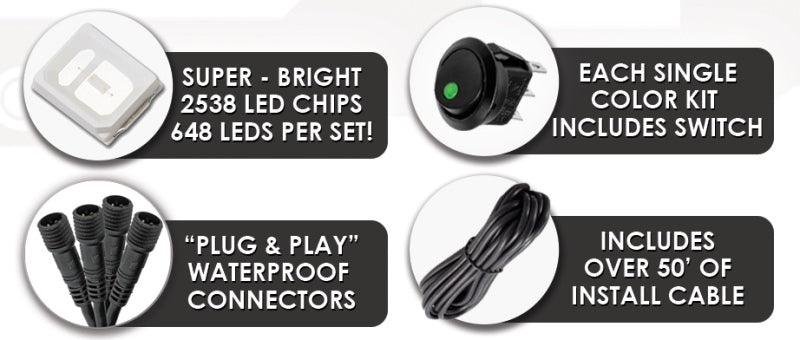 Oracle LED Illuminated Wheel Rings - Double LED - White SEE WARRANTY - Racecraft Industries