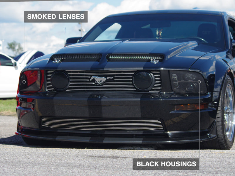 Raxiom 05-09 Ford Mustang w/ Halogen LED Halo Prjctr Headlights-Blk Hsng(Smoked Lens Exclude GT500) - Racecraft Industries