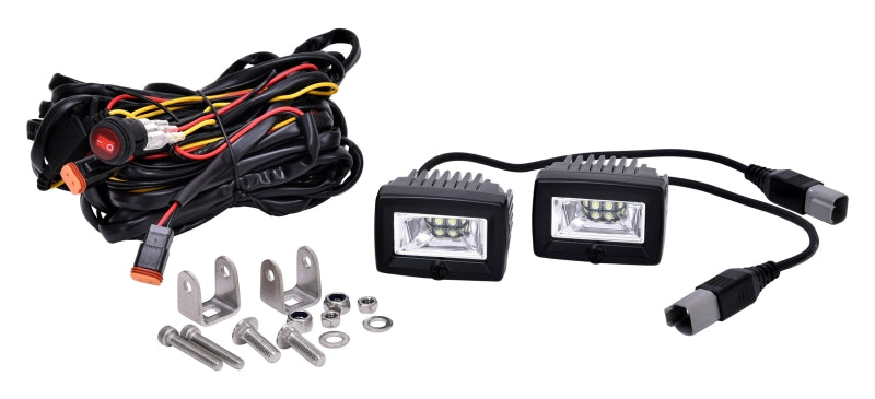 KC HiLiTES C-Series 2in. C2 LED Light 20w Area Flood Beam (Pair Pack System) - Black - Racecraft Industries