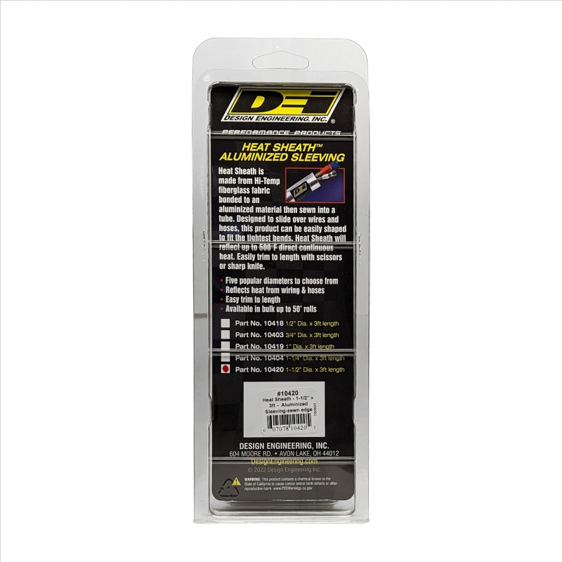 DEI Heat Sheath 1-1/2in I.D. x 3ft - Aluminized Sleeving - Sewn Edge - Racecraft Industries