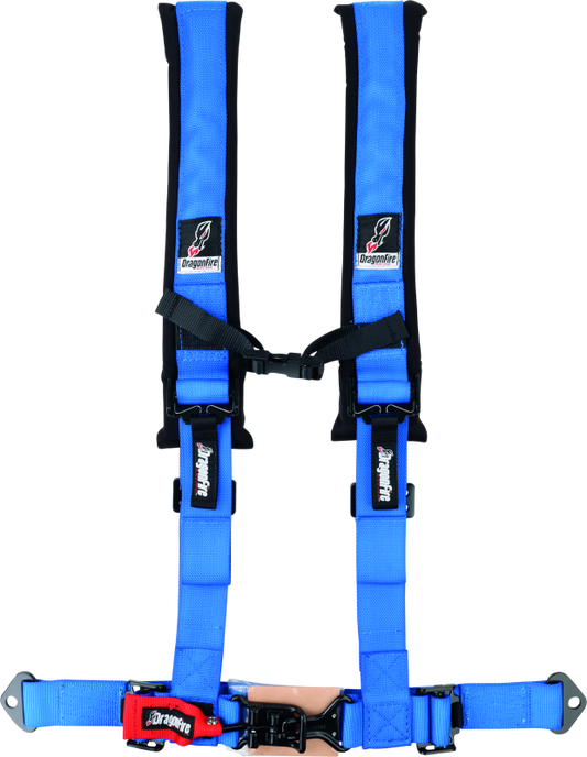DragonFire Racing Harness- H-Style- 4-Point- 2in Buckle- Blue - Racecraft Industries