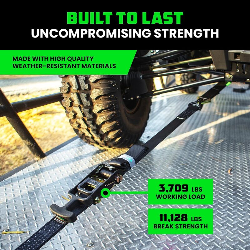 Rhino USA Heavy Duty Vehicle Tie Down Kit- Green - Racecraft Industries