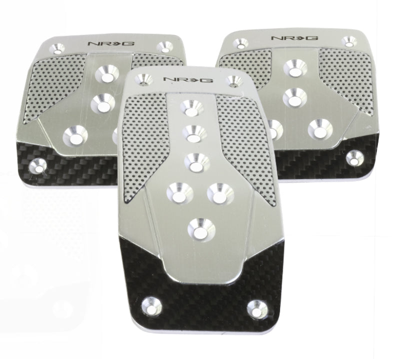 NRG Aluminum Sport Pedal M/T - Silver w/Black Carbon - Racecraft Industries