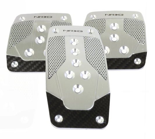 NRG Aluminum Sport Pedal M/T - Silver w/Black Carbon - Racecraft Industries
