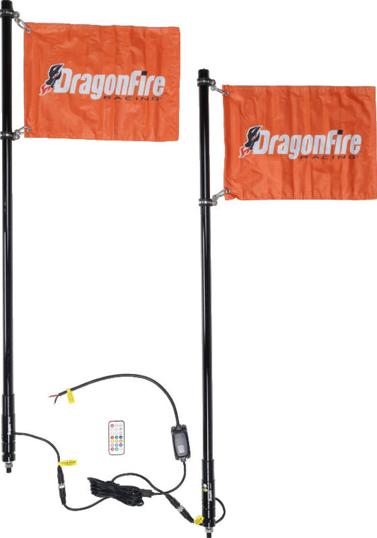 DragonFire Racing Whips - 4ft Spiral LED Black Pair - Racecraft Industries