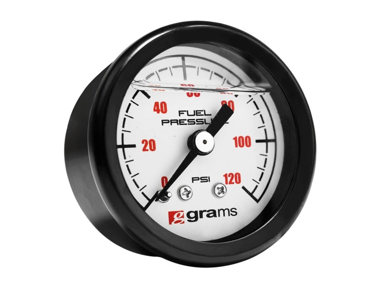 Grams Performance Universal 0-120 PSI Fuel Pressure Guage - White Face - Racecraft Industries