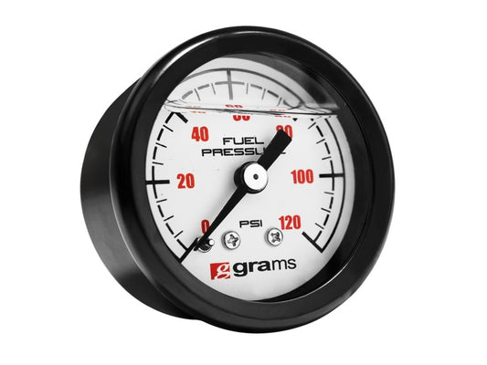 Grams Performance Universal 0-120 PSI Fuel Pressure Guage - White Face - Racecraft Industries